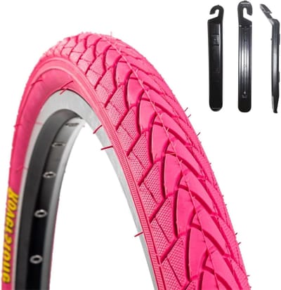 Fietsband - Draadband - Fietsen Onderhoud - Inclusief bandenlichters - 28 x 1.4 - Roze