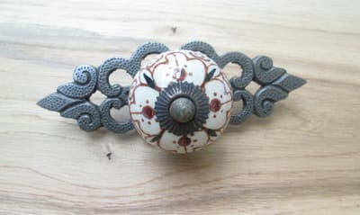 Patterned Cabinet Knob with Antique Iron Back Plate