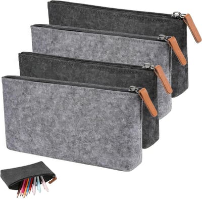 Vilten mapjes - Cosmeticatasje etui - Spullen organiseren - Ritssluiting - 22x9 cm - Grijs