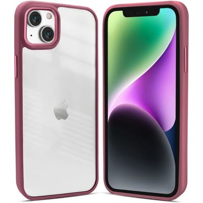 Coverzs telefoonhoesje geschikt voor Apple iPhone 14 Plus solid bumper hoesje - optimale bescherming - mat - transparant / bordeaux