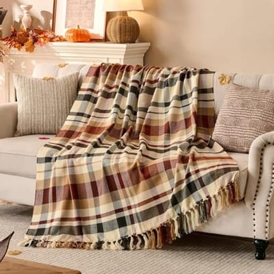 Herfst geruite deken - Knusse zachte dekens voor bank en bed, decoratieve acryl deken, reizen en Thanksgiving woondecoratie 50x60