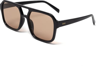 KIMU® Influencer Zonnebril - Zwart Montuur - Bruine Glazen - Social Media Hollywood Stoer Hip Retro Avator Trendsetter Celebrity Pilotenbril Festival