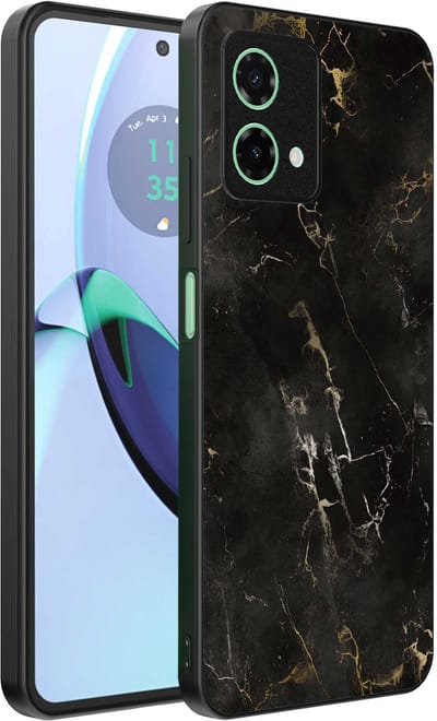 Geschikt voor Motorola Moto G84 Telefoonhoesje met marmer opdruk - TPU backcover case black marble design - Zwart - Smartphonica geschikt voor Motorola Moto G84