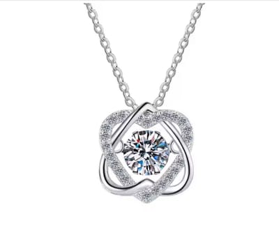 Selevie Dubbele Hart Ketting – Zilver met Moissanite - Double Heart Necklace Silver with moissanite