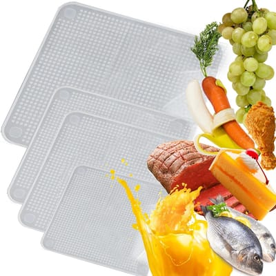Cosensi- Siliconen Deksel Rekbaar - 4 Stuks - Duurzaam - Veilig Materiaal - Universele Deksel - Vershoudoplossing - Flexibel en Antislip