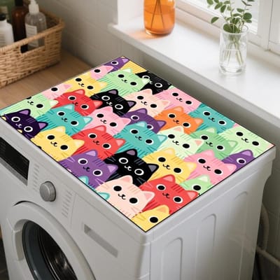 Beschermingsmat Wasmachine - Droger Mat - Apparatuur Beschermen - Antislip Onderkant - 60 x 50 cm - Kattenpatroon