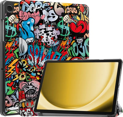 Hoes - Geschikt voor Samsung Galaxy Tab A9 Plus - Dun & Stevig - Trifold Bookcase - Hard Cover - Hardcover Book Case - Tablet Hoesje - Graffity