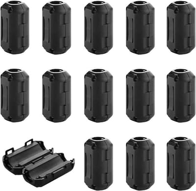 14-delige set zwarte ferrietkernringen voor RFI EMI ruisonderdrukking, kabelclips en hoge frequentiefilter (9mm binnen diameter)