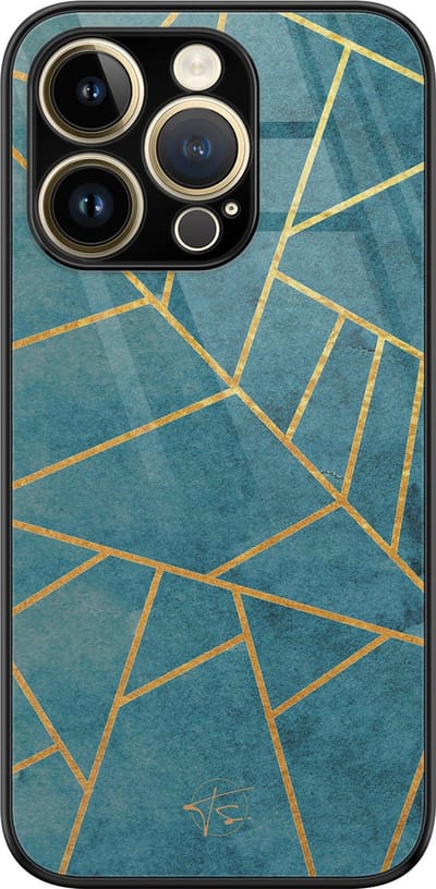 Hoesje geschikt voor iPhone 14 Pro - Abstract blauw - Luxe Hard Case - Print - Blauw - Mooie Telefoonhoesjes