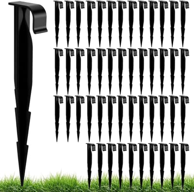 Bevestigingshaken - Slanghouders Tuin - Bewatering Organiseren - Weerbestendig Kunststof - 50 Stuks - Zwart