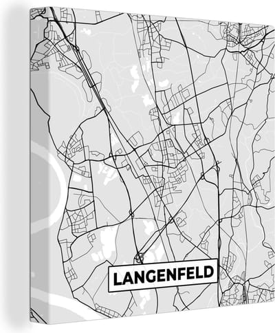 Canvas Schilderij Duitsland - Stadskaart - Plattegrond - Langenfeld - Kaart - 20x20 cm - Wanddecoratie