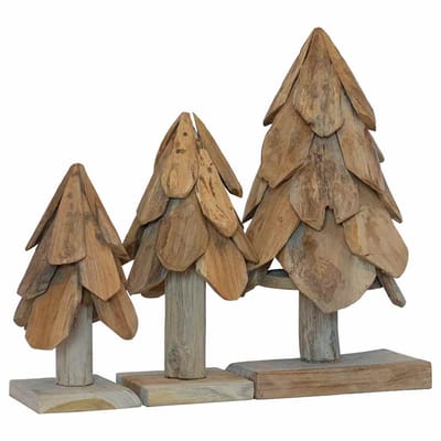 vidaXL - Kerstboom - 3 - st - Bruin - 40 - cm - Massief - teakhout