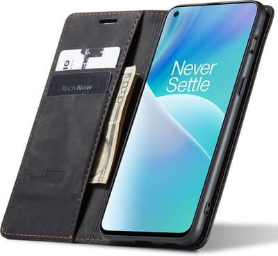 Hoesje geschikt voor OnePlus Nord 2T - Book Case Leer Slimline Zwart