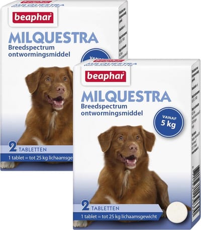 Beaphar Milquestra Hond - Anti wormenmiddel - 2 x 2 tab 5 Tot 50 Kg