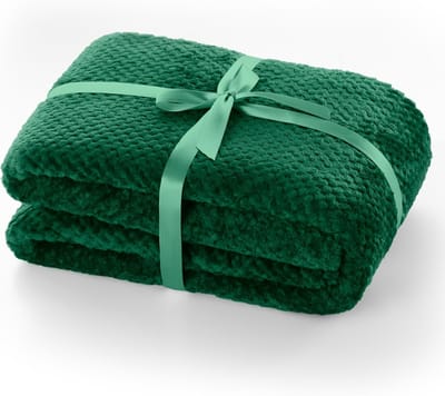 Famanu - Knuffeldeken 70 x 150 cm - Flessengroen - Zachte Microvezel Woondeken in Scandinavische Stijl
