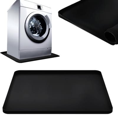 Siliconen beschermmat voor de afvoerbak van de wasmachine - Wasmachinebeschermer - Met opstaande randen - Multifunctioneel antislip - Zachte, opvouwbare, draagbare en waterdichte mat - Zwart