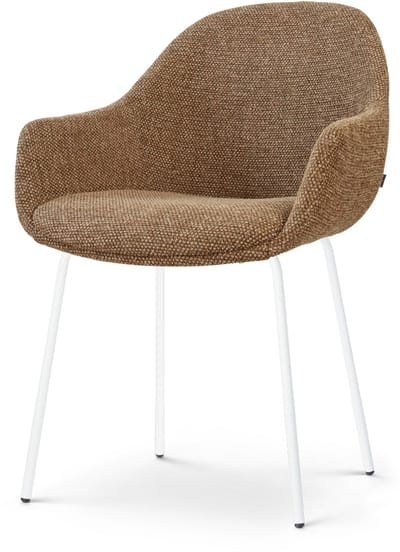 Nolon Nora-Mae Eetkamerstoel bruin blend - wit onderstel - japandi stijl - slanke poten - armleuning