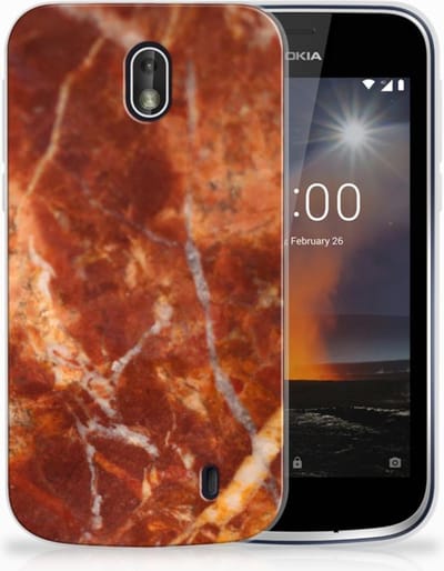 Nokia 1 TPU Siliconen Hoesje Marmer Bruin