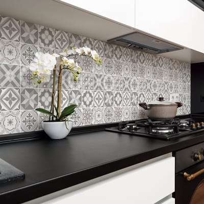Zelfklevende tegelmuurstickers voor keuken en badkamer - 9 cementtegelstickers (Azulejos Cuartango) - 9 stickers, 10x10cm