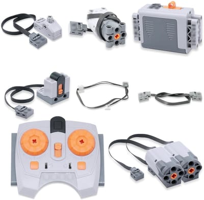 Veelzijdige 9-in-1 Motor Set met Servo Motor, M/L Motor, Afstandsbediening, Accubak en LED Verlichting voor Technische Modellen en Bouwprojecten