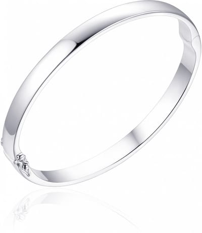 Gisser Jewels - Armband - Bangle Massief vlak - 6mm Breed - Maat 60 - Gerhodineerd Zilver 925