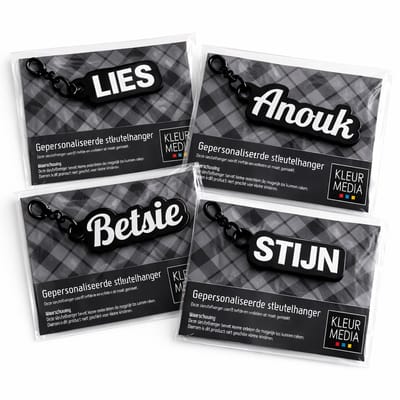 Sleutelhanger met naam - Kleur Zwart - Harvast Font - Strak - Gepersonaliseerd cadeau