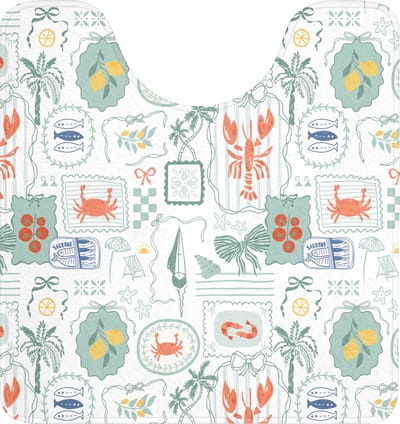 WC mat met uitsparing 55x60 cm - Antislip - Patroon - Groen - Mediterraans - Toiletmat met uitsnijding - Vloermat - Douchemat - Toilet tapijt - Toiletmatten