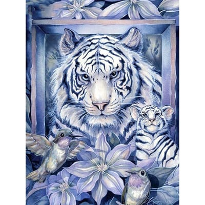 100% Volledig 5D Doe-het-zelf Diamant Schilderen Tijger & Vogel Diamant Borduurwerk Cartoon 20X30CM gray