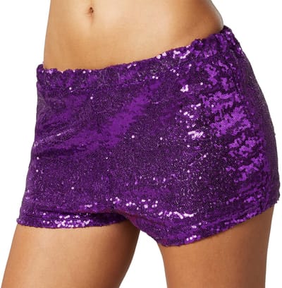 dressforfun - Pailletten-short lila L - verkleedkleding kostuum halloween verkleden feestkleding carnavalskleding carnaval feestkledij partykleding - 303923