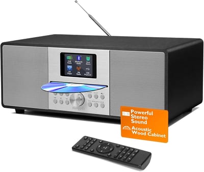 Stereo CD Systeem - Hifi Radio - Muziek Luisteren - Houten Kast Design - 35cm Breed