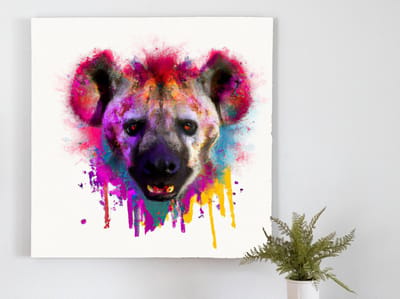 Hyena head shot | Hyena Head-shot | Kunst - 80x80 centimeter op Dibond | Foto op Dibond