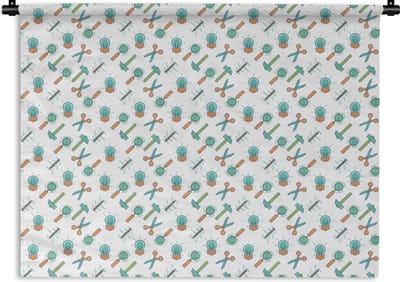Wandkleed - Wanddoek - Schaar - Potlood - Patronen - 120x90 cm - Wandtapijt