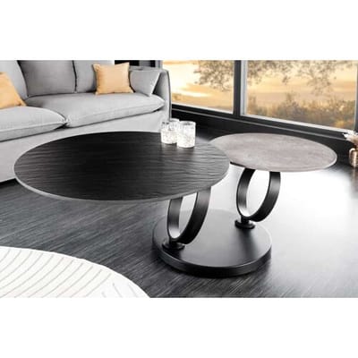 Draaibare salontafel zwart grijs keramiek 80-134 cm