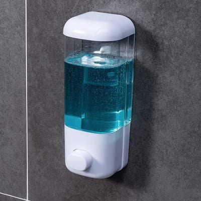 500ML Zeepdispenser Badkamer Wandmontage Douche Shampoo Lotion Houder Systeem Zonder Boren Hotel Toilet wit
