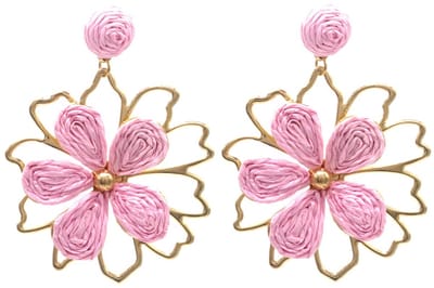 Oorbellen Bloem – Kunststof – 7x6cm – Roze