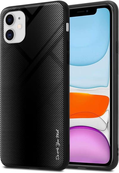 Cadorabo Hoesje geschikt voor Apple iPhone 11 in OPAAL ZWART - Beschermhoes gemaakt van TPU silicone Case Cover en achterkant van gehard glas