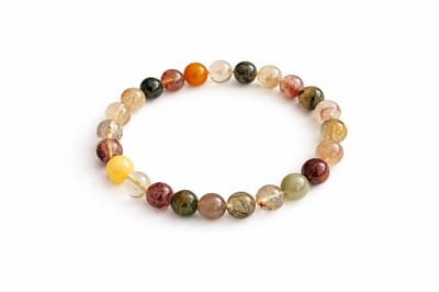 Mix Kwarts Armband 17 cm – 8 mm Kralen – Elastische Edelsteen Armband – Multicolor Kwarts Armband voor Dames en Heren