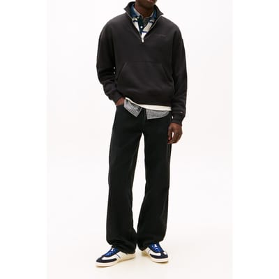 Tommy Hilfiger 90s Script Rib Fleece Sweatshirt Black Taglia: S | Maglioni a maglia Outlet | Uomo | Nero
