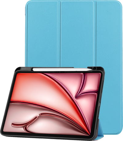 Hoes - Geschikt voor Apple iPad Air (2024/2025/2026) - 11 inch - Dun & Stevig - Trifold Bookcase - Hard Cover Case - Met Uitsparing Geschikt voor Apple Pencil - Hardcover Book - Tablet Hoesje - Lichtblauw