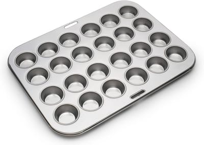 Bakblik - Muffin Cupcake - Kleine Gebakjes Maken - Roestvrij Staal - 24 Stuks - Metallic