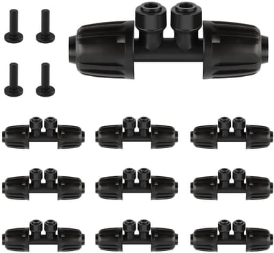 10 Stuks 1/2'' naar 1/4'' Barbed Tee Snelkoppeling, Drip Irrigation Fittingen voor Waterbesparing, Antilek Splitter voor Irrigatiebuizen met 4-Weg Connector en 4 Stoppen