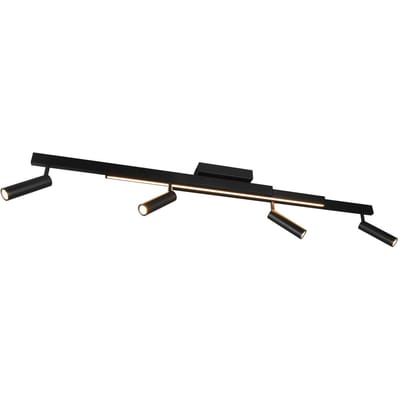 TRIO ZENO - Plafondlamp - Zwart mat - incl. 4x SMD 5,5 W - Licht apart schakelbaar - Afstandsbediening - Geintegreerde dimmer - Traploos instelbare lichtkleur - Plafondbevestiging - Niet geschikt voor externe dimmer - Geheugenfunctie - Uitschuifbaar