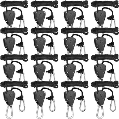 20pcs Poulies à Cliquet Robuste Clip de Corde Cintre Poulie de Levage Réglable Cintre de Lanière Kayak 16pcs