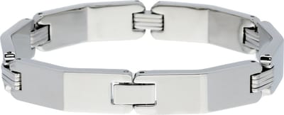 Slate - Stalen schakelarmband 21 cm - Glanzende platte schakels