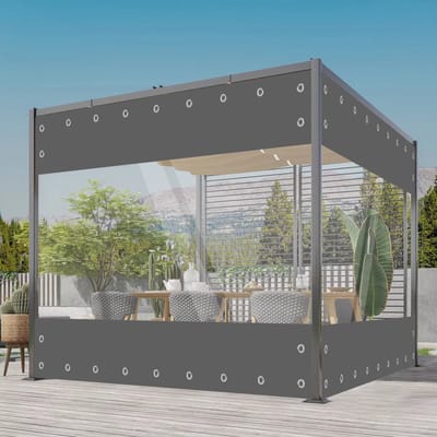 Transparant PVC zeildoek Opulence - Waterdicht - Dekzeil - Veranda - Overkapping - Wind - Grijs - 300x210cm