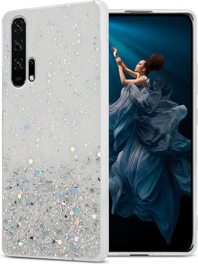 Cadorabo Hoesje geschikt voor Honor 20 PRO in Transparant met Glitter - Beschermhoes van flexibel TPU silicone met fonkelende glitters Case Cover Etui