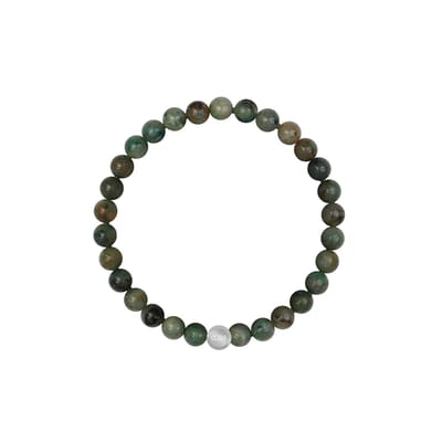 CO88 Collection 8CB-91109-S-M Stenen Armband Natuurlijke Gemeleerde Feniks Steen - 6mm - 17,5cm - Rekbaar - Groentinten