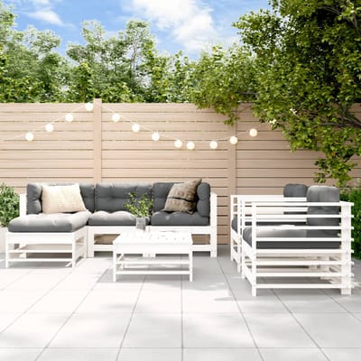 vidaXL - 7-delige - Loungeset - massief - grenenhout - wit