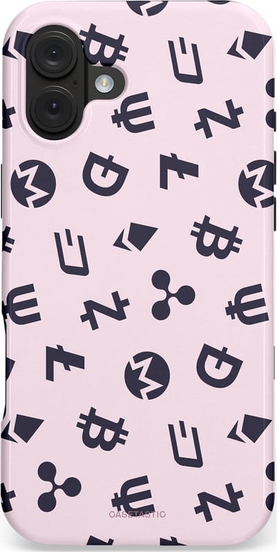 Casetastic hoesje geschikt voor Apple iPhone 16 Plus - MagSafe - Dubbellaagse bescherming - Crypto flow - Fashion Case - Lichtgrijs Donkergrijs Wit