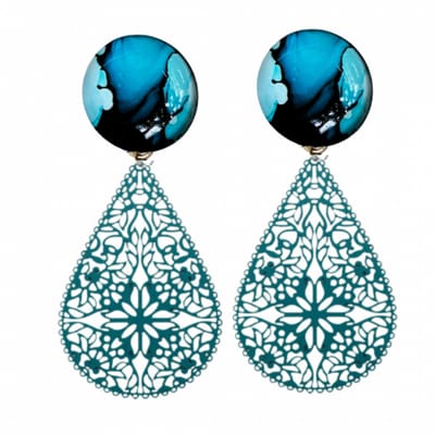 Clip oorbellen- turquoise- filigraan- ster- geen gaatje- Charme Bijoux